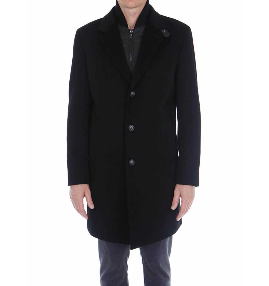 Manteau homme en laine et cachemire avec fermeture zippée amovible