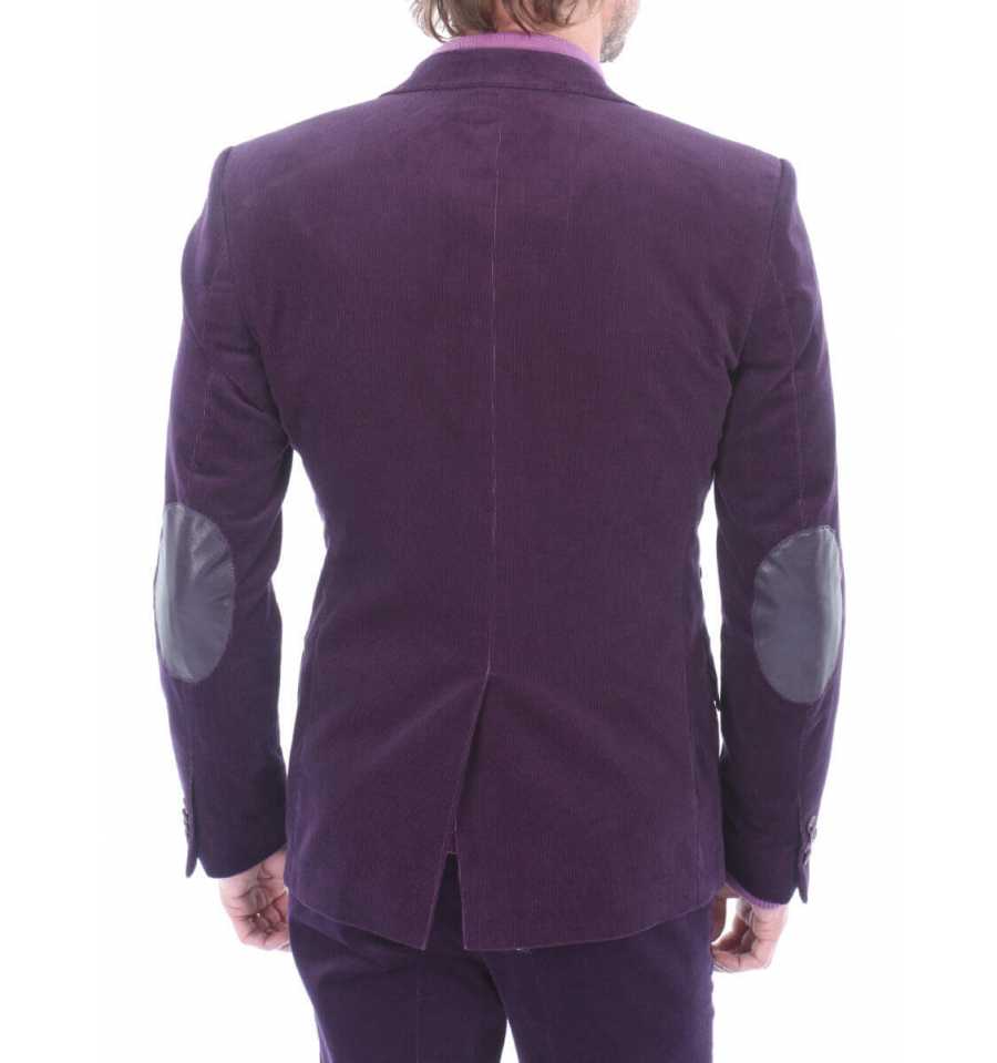 Veste cintrée coudières homme en velours côtelé violet ...